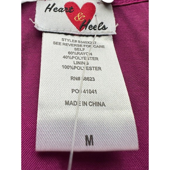 Metallic Fuchsia Tiered Satin Pleated Belted A Line V Neck Womens Medium Dress - Picture 16 of 16